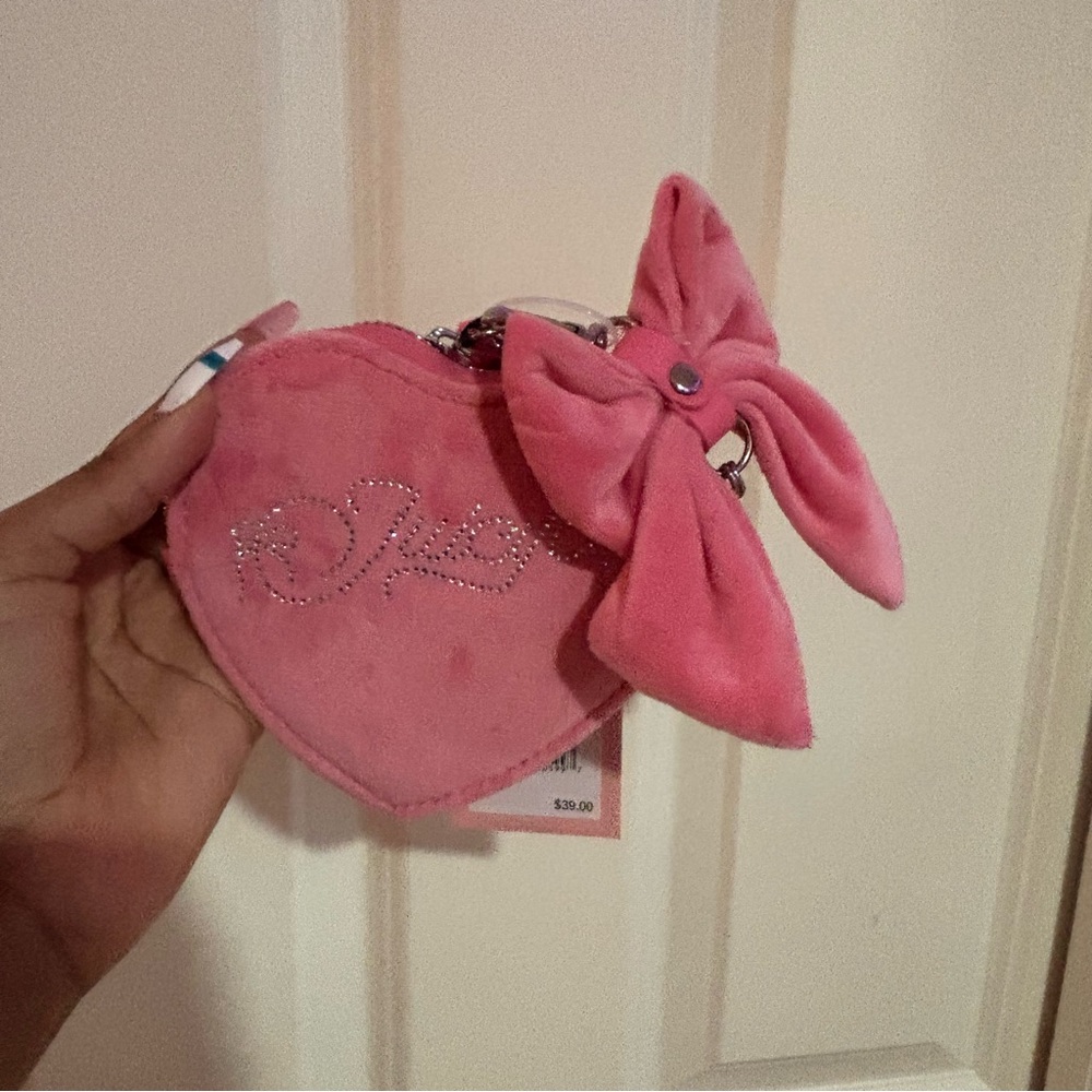 Juicy Couture Pink Heart Wristlet Clutch with Bow